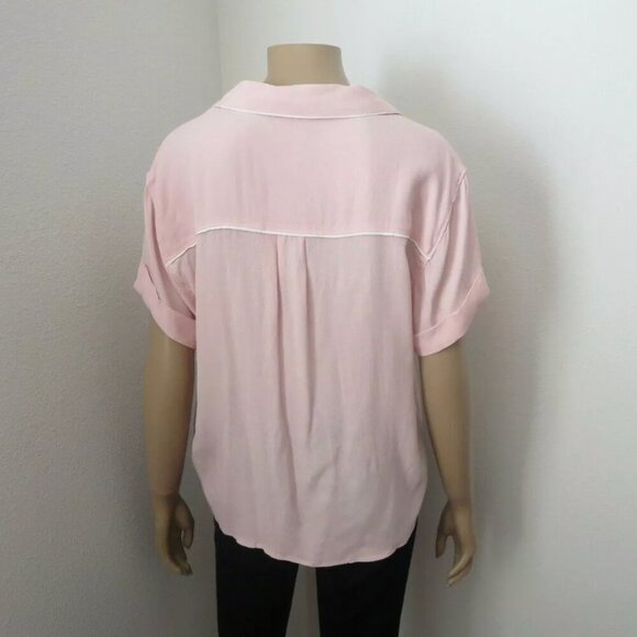 NWT Abercrombie Size Medium Pink Button Down Shirt Crop Top - Picture 5 of 6